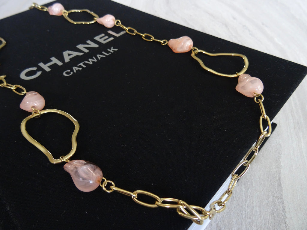 Statement Necklace with Pink Drops