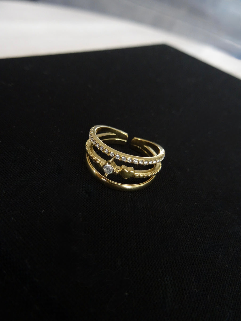 Gouden 'Sparkling Heart' Statement Ring