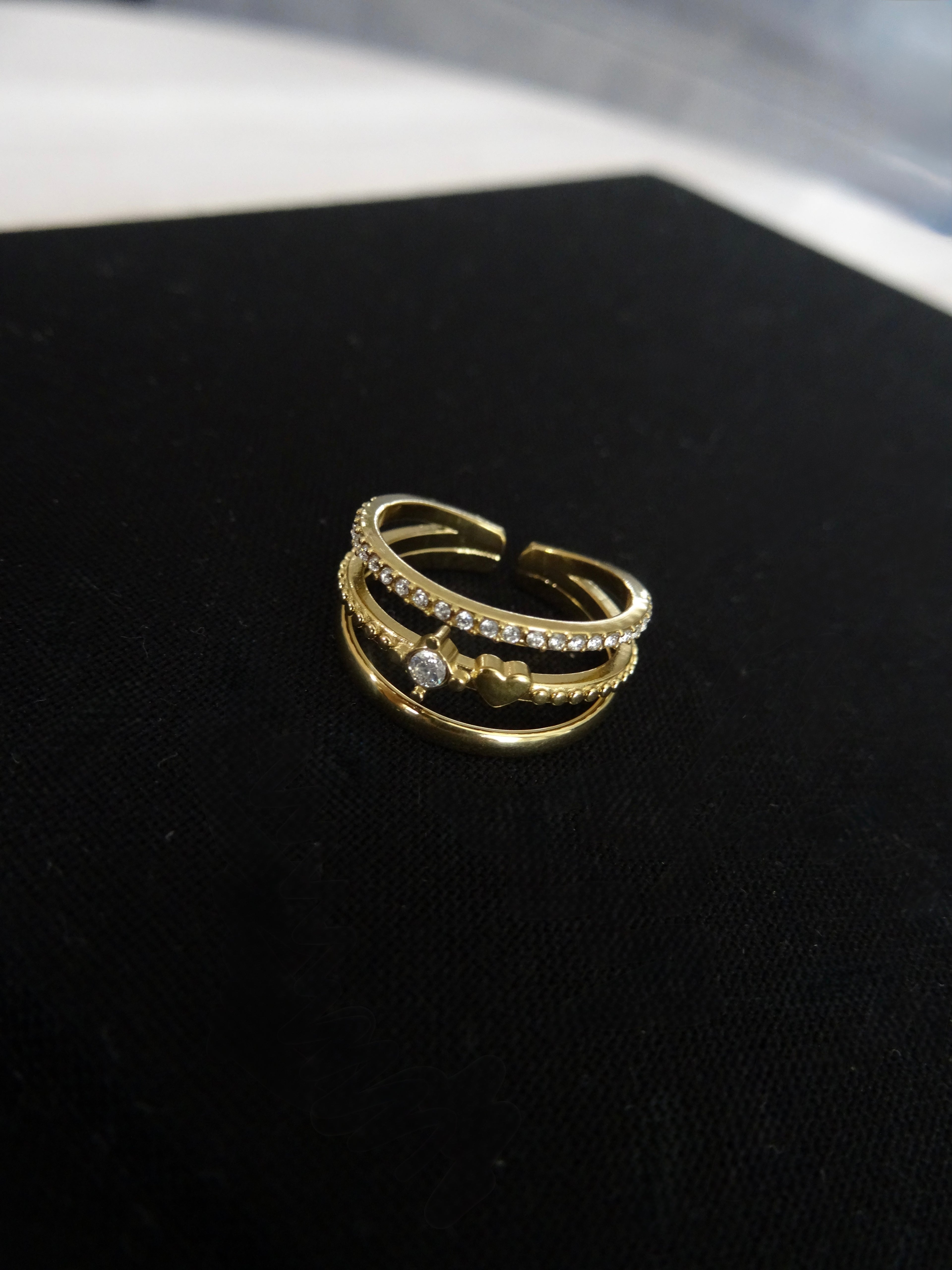 Gouden 'Sparkling Heart' Statement Ring